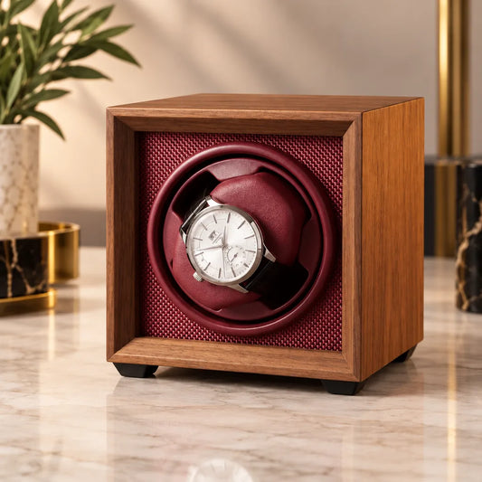 Remontoir montre cube bordeaux