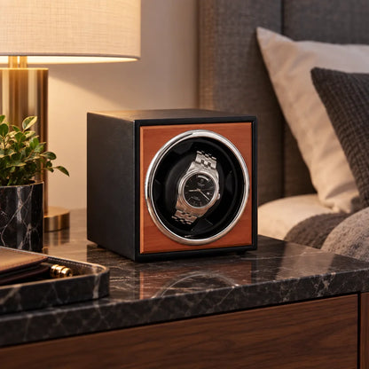 Remontoir montre cube bois