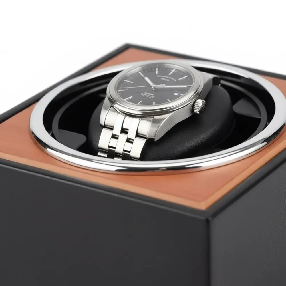 Remontoir montre cube bois